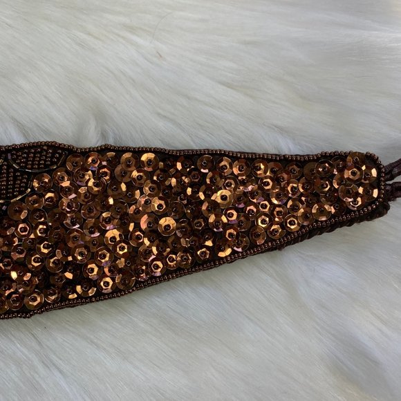 Vintage Brown & Bronze Sequin Belt - Has Original Tags - Straps Broken - Picture 8 of 12